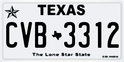 TX license plate CVB3312