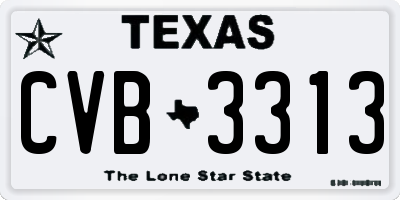 TX license plate CVB3313