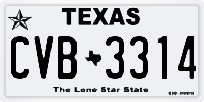 TX license plate CVB3314