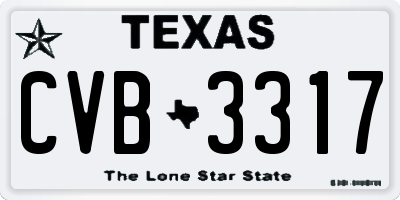 TX license plate CVB3317