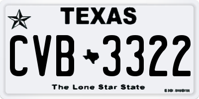TX license plate CVB3322