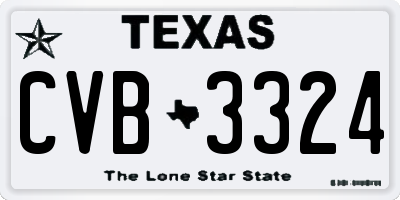 TX license plate CVB3324