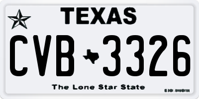 TX license plate CVB3326