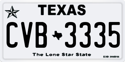 TX license plate CVB3335
