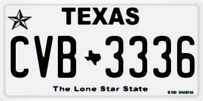 TX license plate CVB3336