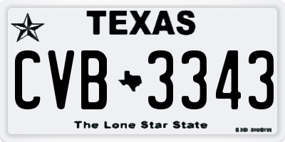 TX license plate CVB3343