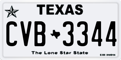 TX license plate CVB3344