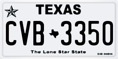 TX license plate CVB3350