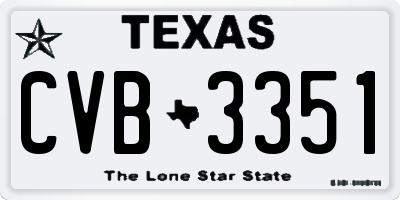 TX license plate CVB3351