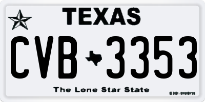 TX license plate CVB3353