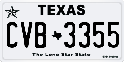 TX license plate CVB3355