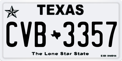 TX license plate CVB3357