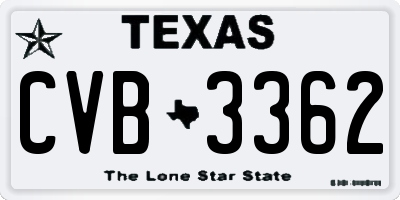 TX license plate CVB3362