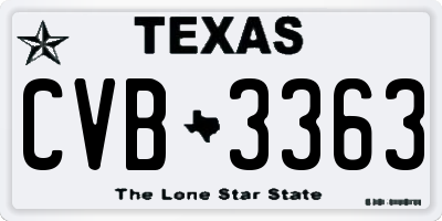 TX license plate CVB3363