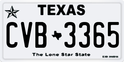 TX license plate CVB3365
