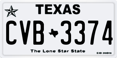 TX license plate CVB3374