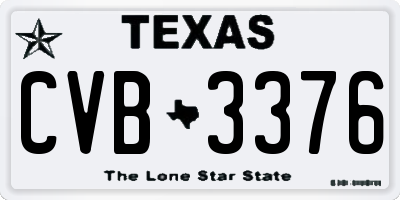 TX license plate CVB3376