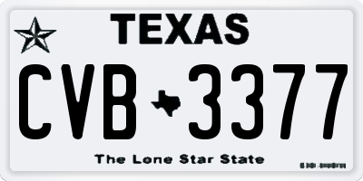 TX license plate CVB3377