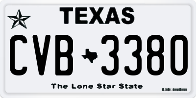 TX license plate CVB3380