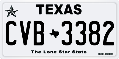 TX license plate CVB3382