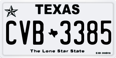 TX license plate CVB3385