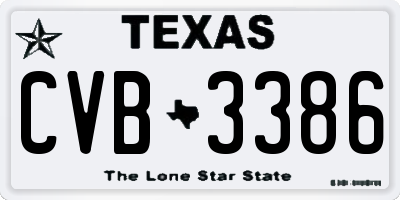 TX license plate CVB3386