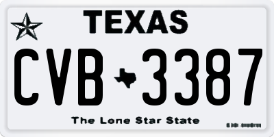 TX license plate CVB3387
