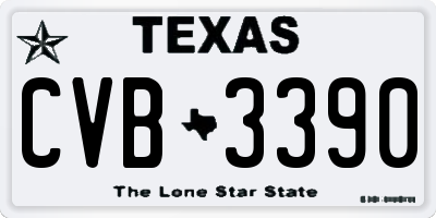 TX license plate CVB3390