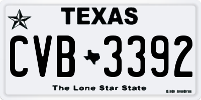TX license plate CVB3392