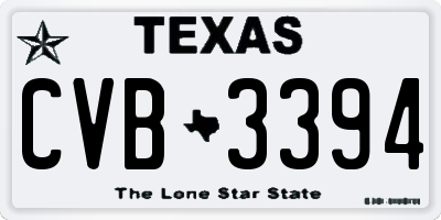 TX license plate CVB3394