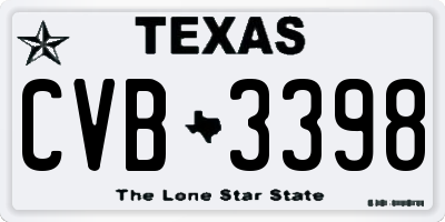 TX license plate CVB3398