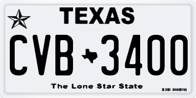 TX license plate CVB3400