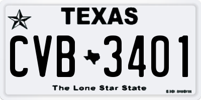 TX license plate CVB3401