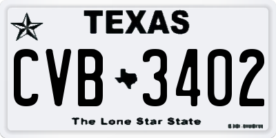 TX license plate CVB3402