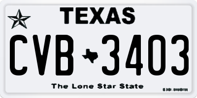 TX license plate CVB3403