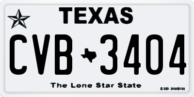 TX license plate CVB3404