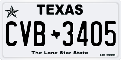 TX license plate CVB3405