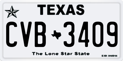 TX license plate CVB3409