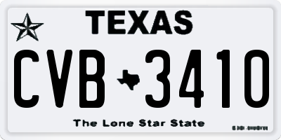 TX license plate CVB3410