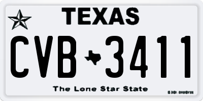 TX license plate CVB3411