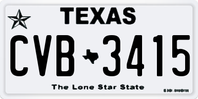 TX license plate CVB3415