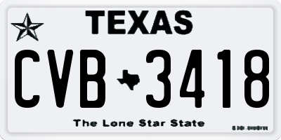 TX license plate CVB3418