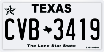 TX license plate CVB3419