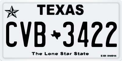 TX license plate CVB3422
