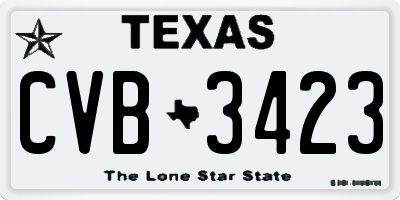 TX license plate CVB3423