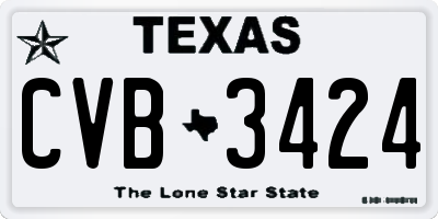 TX license plate CVB3424