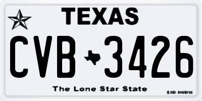 TX license plate CVB3426