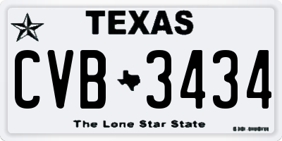 TX license plate CVB3434