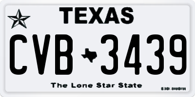 TX license plate CVB3439