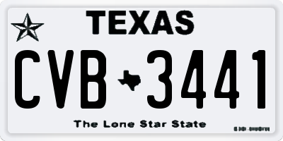 TX license plate CVB3441